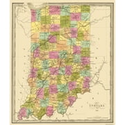 Historic State Map - Indiana - 1841 - Vintage Wall Art