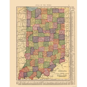 Historic State Map - Indiana Hammond 1910  - Vintage Wall Art