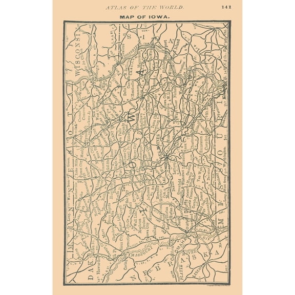 Historic State Map - Iowa - Alden 1886 - 23 x 35.74 - Vintage Wall Art