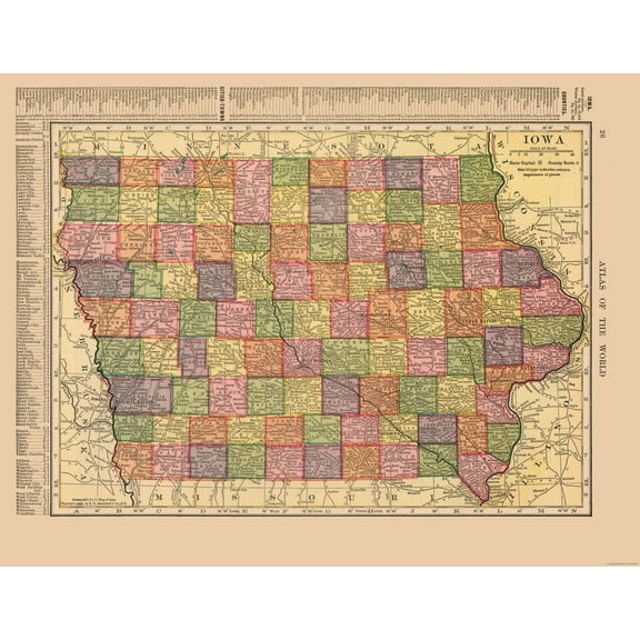Historic State Map - Iowa - Hammond 1910 - 29.77 x 23 - Vintage Wall Art