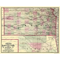 Historic State Map - Kansas - Cram 1875 - 29 x 23 - Vintage Wall Art
