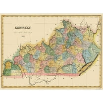 Historic State Map - Kentucky - Lucas 1823 - 31 x 23 - Vintage Wall Art