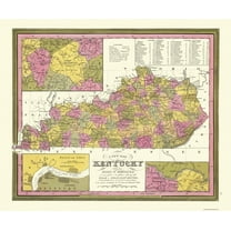 Historic State Map - Kentucky - Mitchell 1846 - 27.5 x 23 - Vintage Wall Art