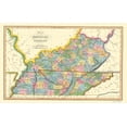 thumbnail image 1 of Historic State Map - Kentucky Tennessee Counties - Hinton 1831 - Vintage Wall Art, 1 of 4