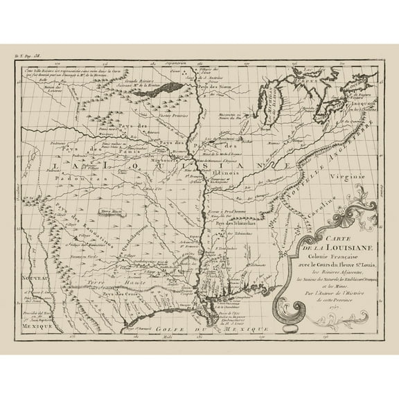 Historic State Map - Louisiana French Colony  - Jefferys 1767 - 29.51 x 23 - Vintage Wall Art