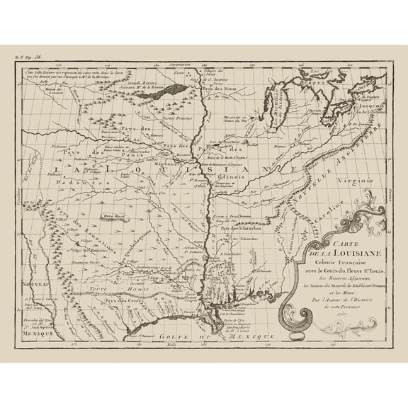 Historic State Map - Louisiana French Colony - Jefferys 1767 - Vintage Wall Art