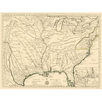 Historic State Map - Louisiana Surrounding Territories - Delifle 1718 - 23 x 30 - Vintage Wall Art
