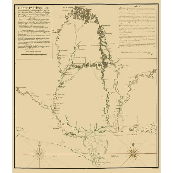 Historic State Map - Mississippi River Fort Le Assumption - Demarigny 1743 - Vintage Wall Art
