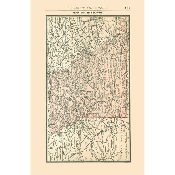 Historic State Map - Missouri - Alden 1886 - 23 x 35.40 - Vintage Wall Art