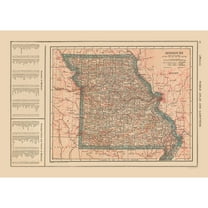 Historic State Map - Missouri - Reynold 1921 - 32.53 x 23 - Vintage Wall Art