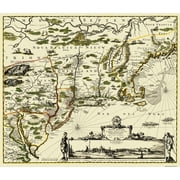 Historic State Map - New England Original Colonies - 1673 - Vintage Wall Art