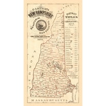Historic State Map - New Hampshire - Carter 1878 - 23 x 41.60 - Vintage Wall Art