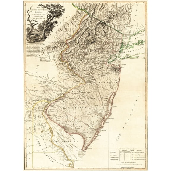 Historic State Map - New Jersey - Faden 1778 - 23 x 31.47 - Vintage Wall Art