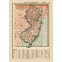 Historic State Map - New Jersey - Reynold 1921 - 23 x 32.39 - Vintage Wall Art