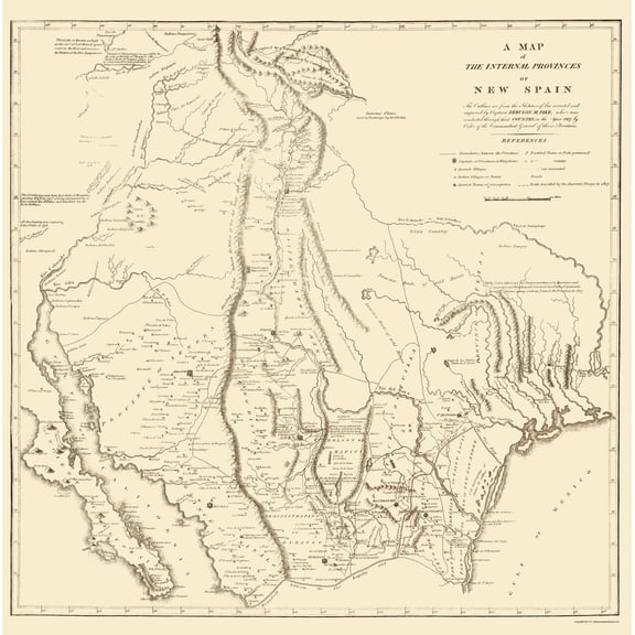 Historic State Map - New Spain Located In Modern Day Texas - Pike 1807 - 23 x 23.19 - Vintage Wall Art