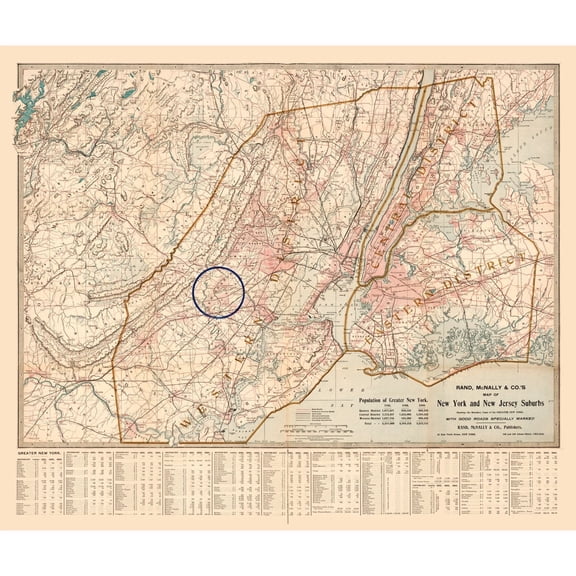 Historic State Map - New York - 1895 - 27.31 x 23 - Vintage Wall Art