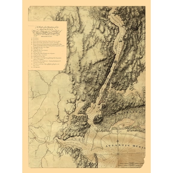 Historic State Map - New York - Howe 1776 - 23 x 30.96 - Vintage Wall Art