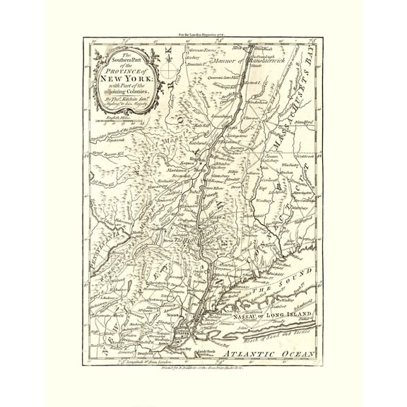 Historic State Map - New York - Kitchin 1778 - 23 x 29.47 - Vintage Wall Art