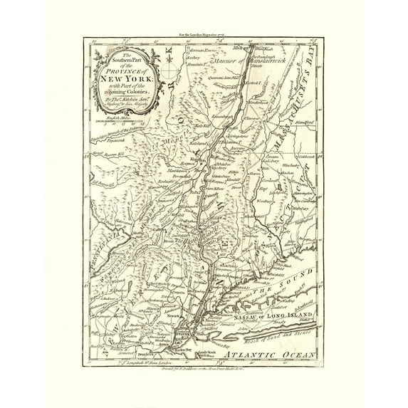 Historic State Map - New York - Kitchin 1778 - Vintage Wall Art
