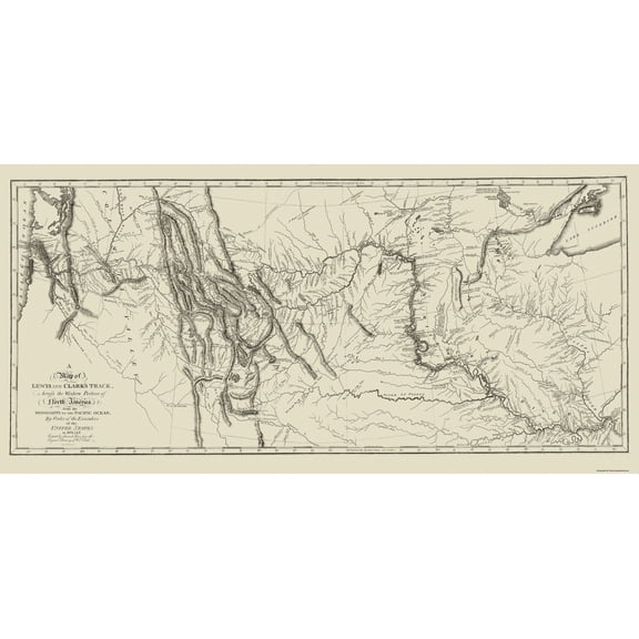 Historic State Map - North America Lewis Clark Routes - Clark 1806 - Vintage Wall Art