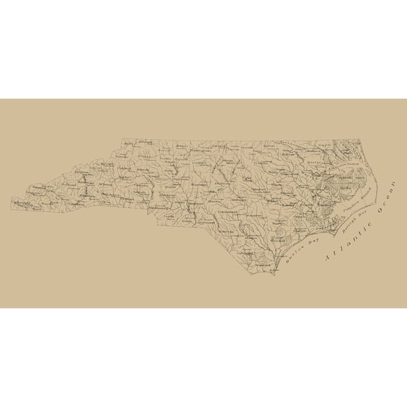 Historic State Map - North Carolina - Stephenson 1893 - Vintage Wall Art