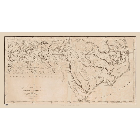 Historic State Map - North Carolina - Stockdale 1794 - Vintage Wall Art