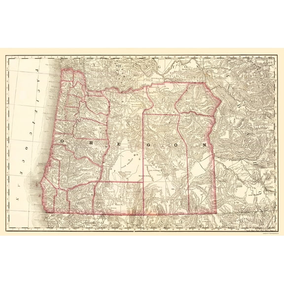 Historic State Map - Oregon - 1879 - 23 x 34.74 - Vintage Wall Art