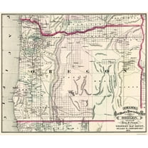 Historic State Map - Oregon - Cram 1875 - 27.63 x 23 - Vintage Wall Art