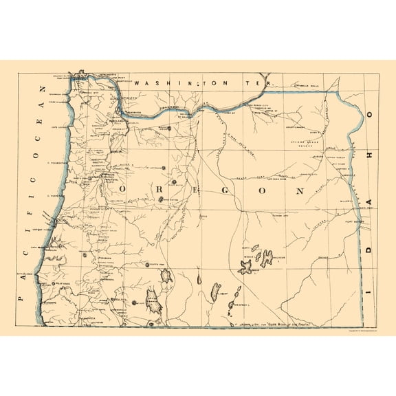 Historic State Map - Oregon - Holdredge 1866 - 23 x 32.91 - Vintage Wall Art