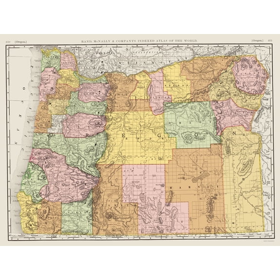 Historic State Map - Oregon - Rand McNally 1898 - 23 x 30.33 - Vintage Wall Art