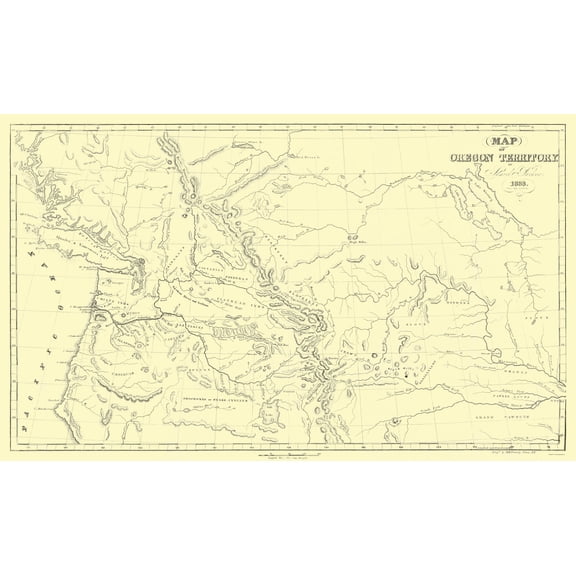 Historic State Map - Oregon Territory - Parker 1838 - Vintage Wall Art