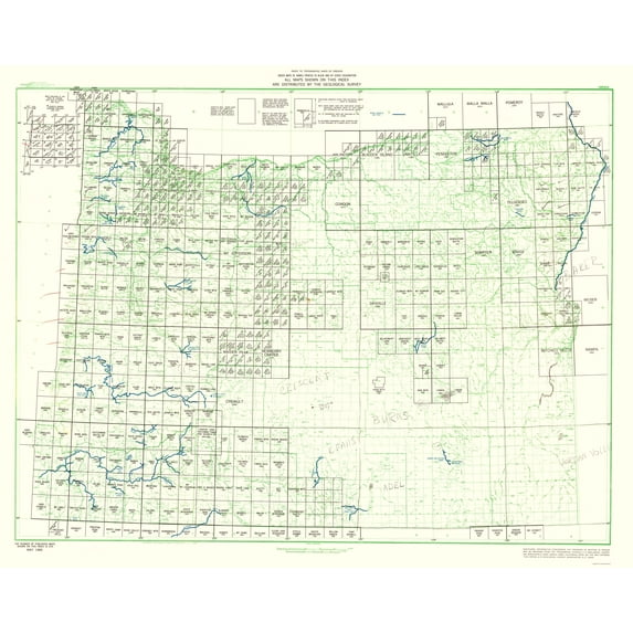 Historic State Map - Oregon - USGS 1965 - 23 x 28.92 - Vintage Wall Art