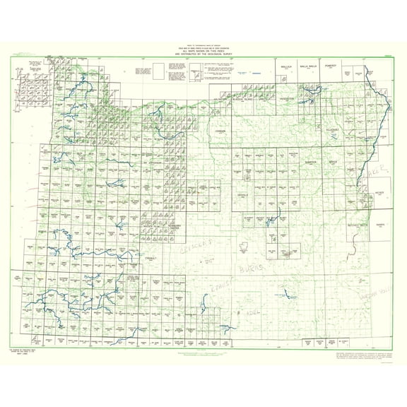 Historic State Map - Oregon - USGS 1965 - 23 x 28.92 - Vintage Wall Art