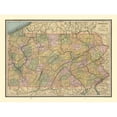 thumbnail image 1 of Historic State Map - Pennsylvania - Cram 1888 - 30.73 x 23 - Vintage Wall Art, 1 of 5