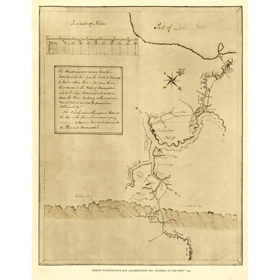 Historic State Map - Pennsylvania - Washington 1754 - 23 x 29.76 - Vintage Wall Art
