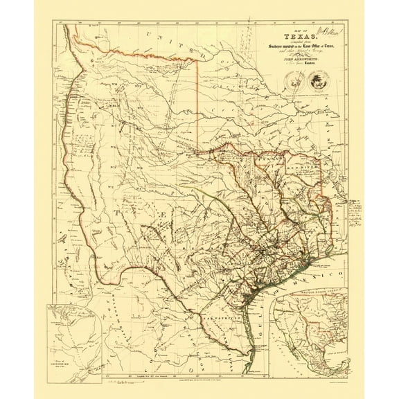 Historic State Map - Republic of Texas - Arrowsmith 1841 - 23 x 27.78 - Vintage Wall Art