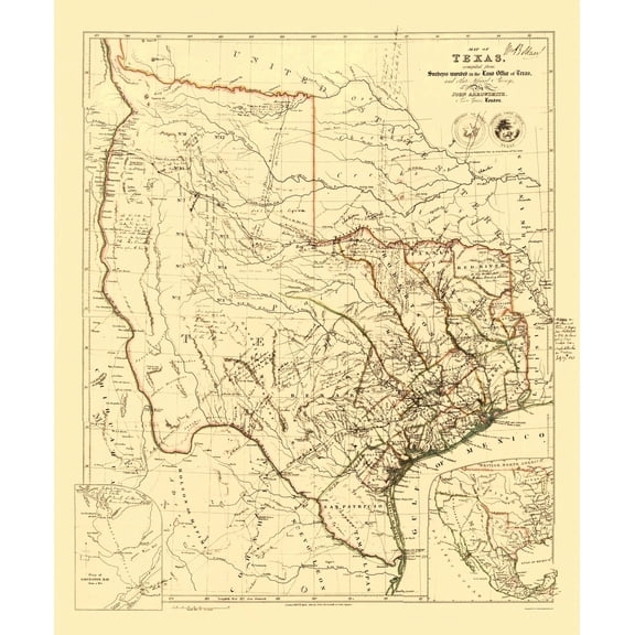 Historic State Map - Republic of Texas - Arrowsmith 1841 - Vintage Wall Art