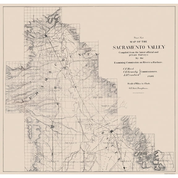 Historic State Map - Sacramento Valley California - Britton and Rey 1890 - 23.94 x 23 - Vintage Wall Art