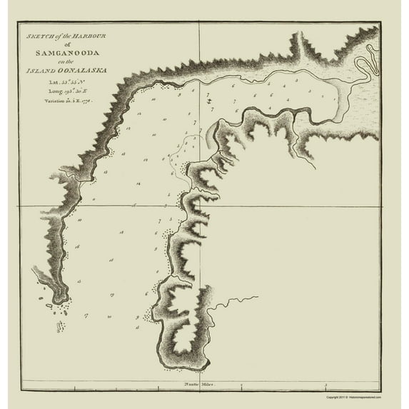 Historic State Map - Samganooda Harbour Alaska - Nicol 1785 - Vintage Wall Art