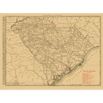 Historic State Map - South Carolina - 1900 - 30.94 x 23 - Vintage Wall Art
