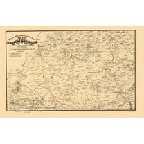 Historic State Map - Tennessee West Kentucky - Von Reizenstein 1865 - 23 x 35 - Vintage Wall Art
