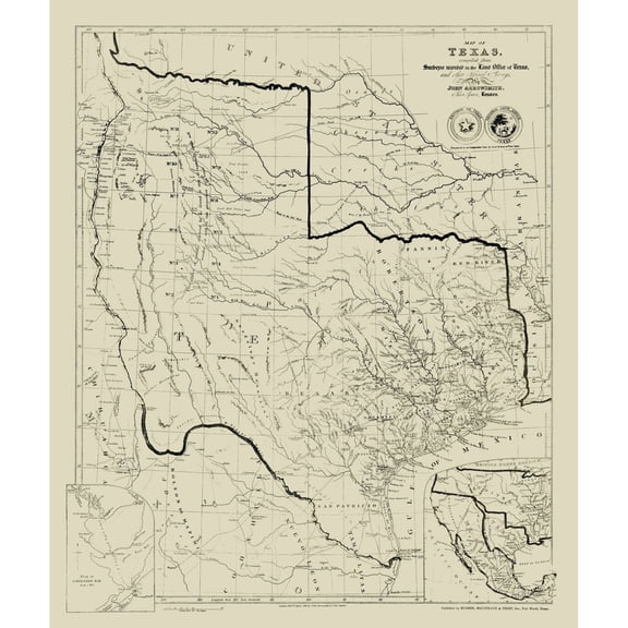 Historic State Map - Texas - Arrowsmith 1841 - 23 x 27.33 - Vintage Wall Art