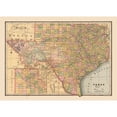 thumbnail image 1 of Historic State Map - Texas - Cram 1888 - 32.04 x 23 - Vintage Wall Art, 1 of 5
