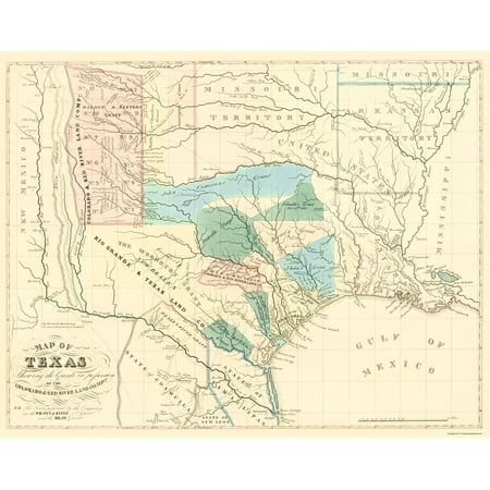 Historic State Map - Texas Grants - Wilson 1835 - Vintage Wall Art
