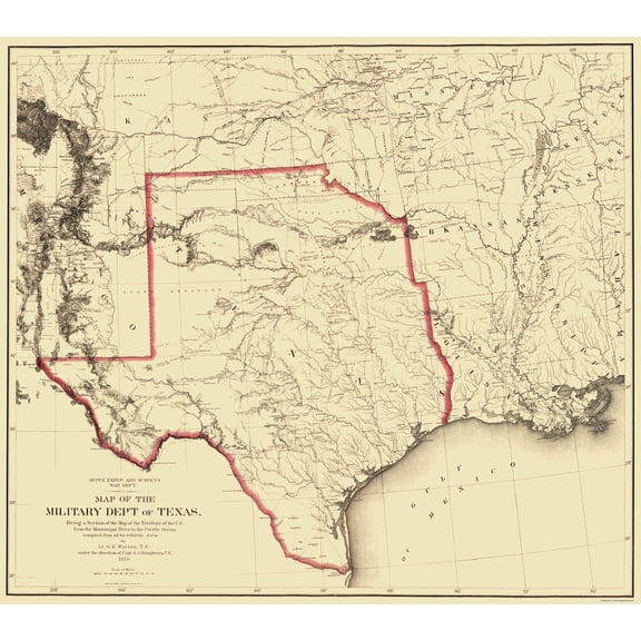Historic State Map - Texas Territory - Humphreys 1859 - Vintage Wall Art
