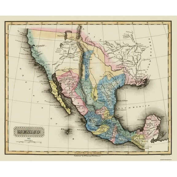 Historic State Map - Texas Territory - Lucas 1823 - 28 x 23 - Vintage Wall Art