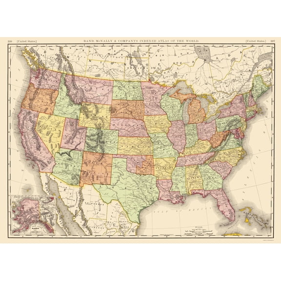 Historic State Map - United States - Rand McNally 1897 - Vintage Wall Art