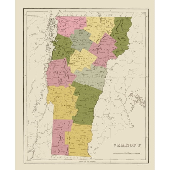 Historic State Map - Vermont - Bradford 1838 - Vintage Wall Art