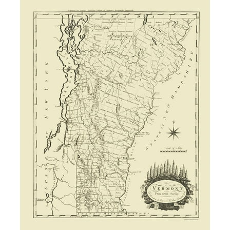 Historic State Map - Vermont - Carey 1795 - 23 x 27.81 - Vintage Wall Art
