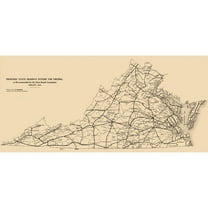 Historic State Map - Virginia - 1918 - 49.39 x 23 - Vintage Wall Art